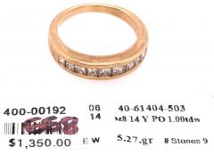 14 Karat Yellow Gold Band with Nine Diamonds Wedding Anniversary 1 00 TDW - 2940745