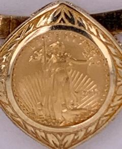 14 Karat Yellow Gold Coin Pendant Necklace 32 Grams Total Italy - 1239363