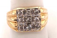 14 Karat Yellow Gold Contemporary Ring with 9 Round Diamonds - 1239613