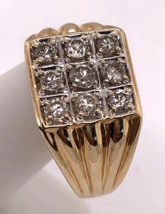 14 Karat Yellow Gold Contemporary Ring with 9 Round Diamonds - 1239617