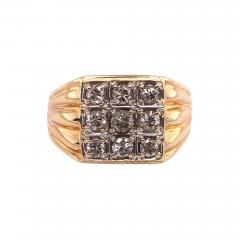 14 Karat Yellow Gold Contemporary Ring with 9 Round Diamonds - 1242067