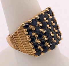 14 Karat Yellow Gold Contemporary Ring with Sapphire Cluster - 2658218