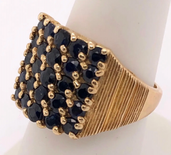 14 Karat Yellow Gold Contemporary Ring with Sapphire Cluster - 2658230