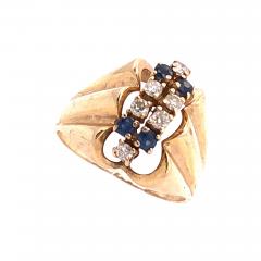 14 Karat Yellow Gold Contemporary Ring with Sapphire and Diamonds - 2942387