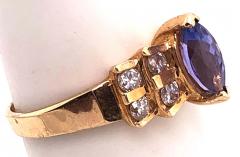14 Karat Yellow Gold Contemporary Ring with Turquoise and Diamonds - 2931105