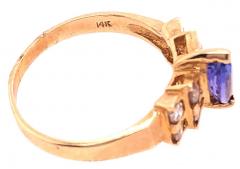 14 Karat Yellow Gold Contemporary Ring with Turquoise and Diamonds - 2931107