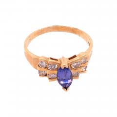 14 Karat Yellow Gold Contemporary Ring with Turquoise and Diamonds - 2932492
