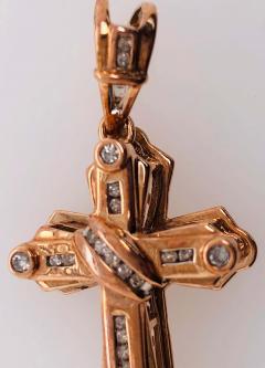 14 Karat Yellow Gold Crucifix Cross Pendant with 50 Total Diamond Weight - 2598530