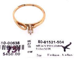 14 Karat Yellow Gold Diamond Solitaire Ring 0 10 Total Diamond Weight - 2940694