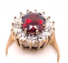 14 Karat Yellow Gold Fashion Ring with Ruby and Diamonds - 2940461