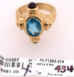 14 Karat Yellow Gold Free Form Ring with Stones - 2542660