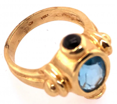 14 Karat Yellow Gold Free Form Ring with Stones - 2542662