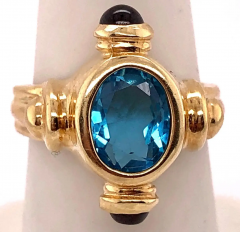 14 Karat Yellow Gold Free Form Ring with Stones - 2542676