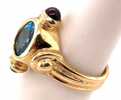 14 Karat Yellow Gold Free Form Ring with Stones - 2542696