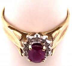 14 Karat Yellow Gold Free Form Ruby Center with Diamond Accents Ring - 2940706