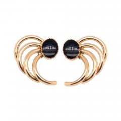 14 Karat Yellow Gold Free Style Onyx Earrings - 2932491