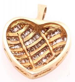 14 Karat Yellow Gold Heart Charm Pendant with Diamonds - 2930830