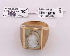 14 Karat Yellow Gold Mother of Pearl Cameo Contemporary Ring - 2659839