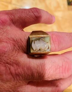 14 Karat Yellow Gold Mother of Pearl Cameo Contemporary Ring - 2659840