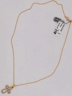 14 Karat Yellow Gold Necklace with Diamond Encrusted Pendant 0 25 TDW - 1240170