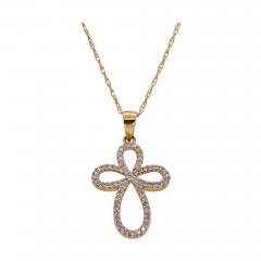 14 Karat Yellow Gold Necklace with Diamond Encrusted Pendant 0 25 TDW - 1242110