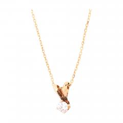 14 Karat Yellow Gold Necklace with Round Diamond Pendant - 2832972