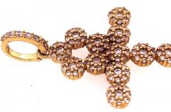 14 Karat Yellow Gold Religious Charm Pendant with Round Zirconium - 2733616