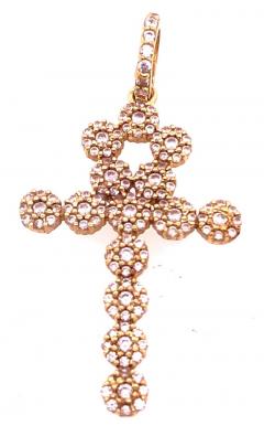 14 Karat Yellow Gold Religious Charm Pendant with Round Zirconium - 2733627