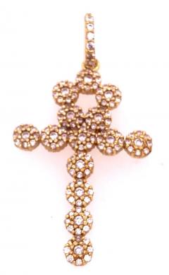 14 Karat Yellow Gold Religious Charm Pendant with Round Zirconium - 2733628