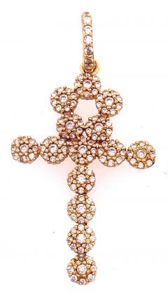 14 Karat Yellow Gold Religious Charm Pendant with Round Zirconium - 2733631
