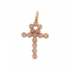 14 Karat Yellow Gold Religious Charm Pendant with Round Zirconium - 2740451