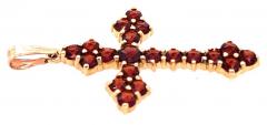 14 Karat Yellow Gold Religious Crucifix Pendant with Semi Precious Stones - 2733612