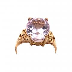 14 Karat Yellow Gold Rose Quartz Solitaire Freeform Ring - 2839051