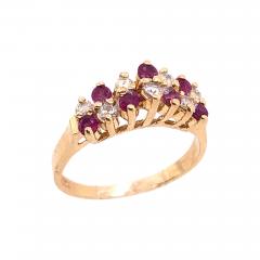 14 Karat Yellow Gold Ruby and Diamond Fashion Ring - 2942398