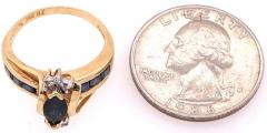 14 Karat Yellow Gold Sapphire Ring with Diamond Accents - 2837138