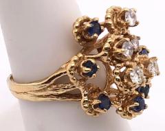 14 Karat Yellow Gold Sapphire and Diamond Cluster Ring - 2765725