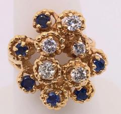 14 Karat Yellow Gold Sapphire and Diamond Cluster Ring - 2765750