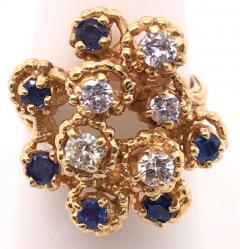 14 Karat Yellow Gold Sapphire and Diamond Cluster Ring - 2765757