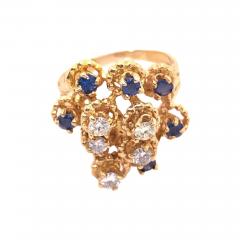 14 Karat Yellow Gold Sapphire and Diamond Cluster Ring - 2769801