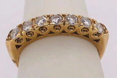 14 Karat Yellow Gold Seven Diamond Anniversary Ring Wedding Band 0 70 TDW - 2562676