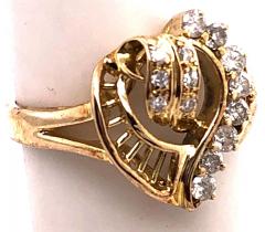 14 Karat Yellow Gold and Diamond Heart Ring - 2852499