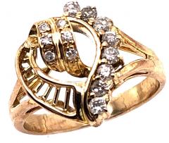 14 Karat Yellow Gold and Diamond Heart Ring - 2852502