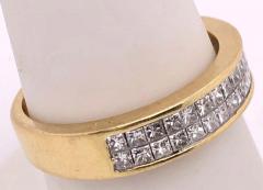 14 Karat Yellow Gold and Double Row Cushion Cut Diamond Wedding Band Ring - 2930921