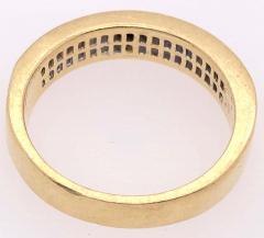 14 Karat Yellow Gold and Double Row Cushion Cut Diamond Wedding Band Ring - 2930922