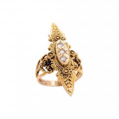 14 Karat Yellow Gold and Three Diamond Freeform Ring - 1244247