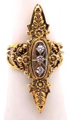 14 Karat Yellow Gold and Three Diamond Freeform Ring - 2852569