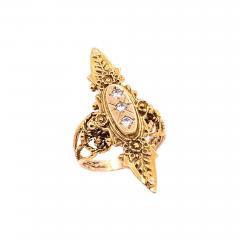14 Karat Yellow Gold and Three Diamond Freeform Ring - 2857593