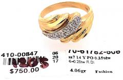 14 Karat Yellow and White Gold Fashion Ring with Round Diamonds - 2817179
