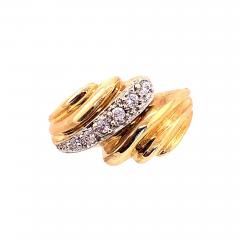 14 Karat Yellow and White Gold Fashion Ring with Round Diamonds - 2822880