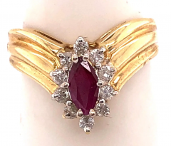 14 Karat Yellow and White Gold Ruby Ring with Diamond Accents 0 50 TDW - 2553851